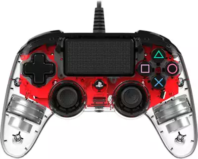 Kontroler za PS4, transparentno rdeč