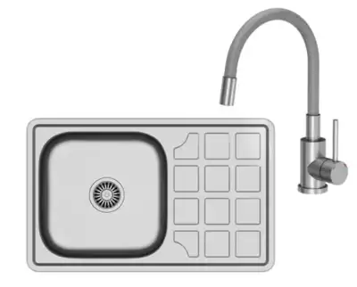 Set sudoper i slavina LOUIS 111 + MAGGIE, srebrni