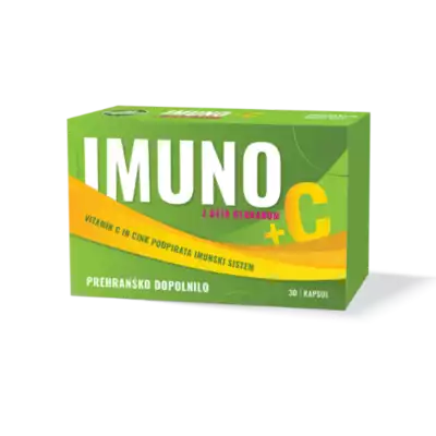 Imuno +C z beta glukanom, vitaminom C, cinkom, ameriškim slamnikom, 30 kapsul