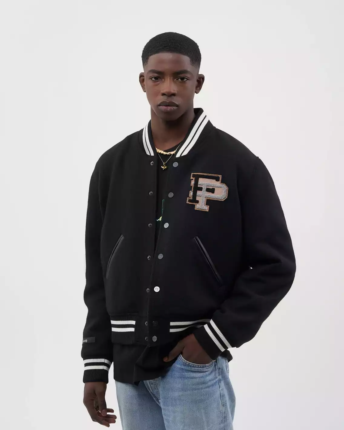 uniseks jakna Varsity Jacket Black / White