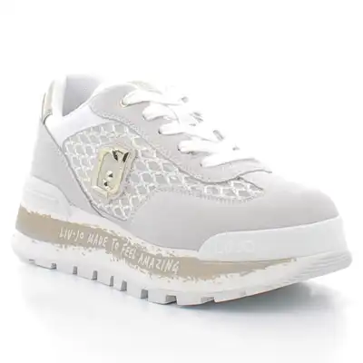 SNEAKERSI / AMAZING 23 - SNEAKER COW SUEDE/NET WHITE/LIGHT GOLD